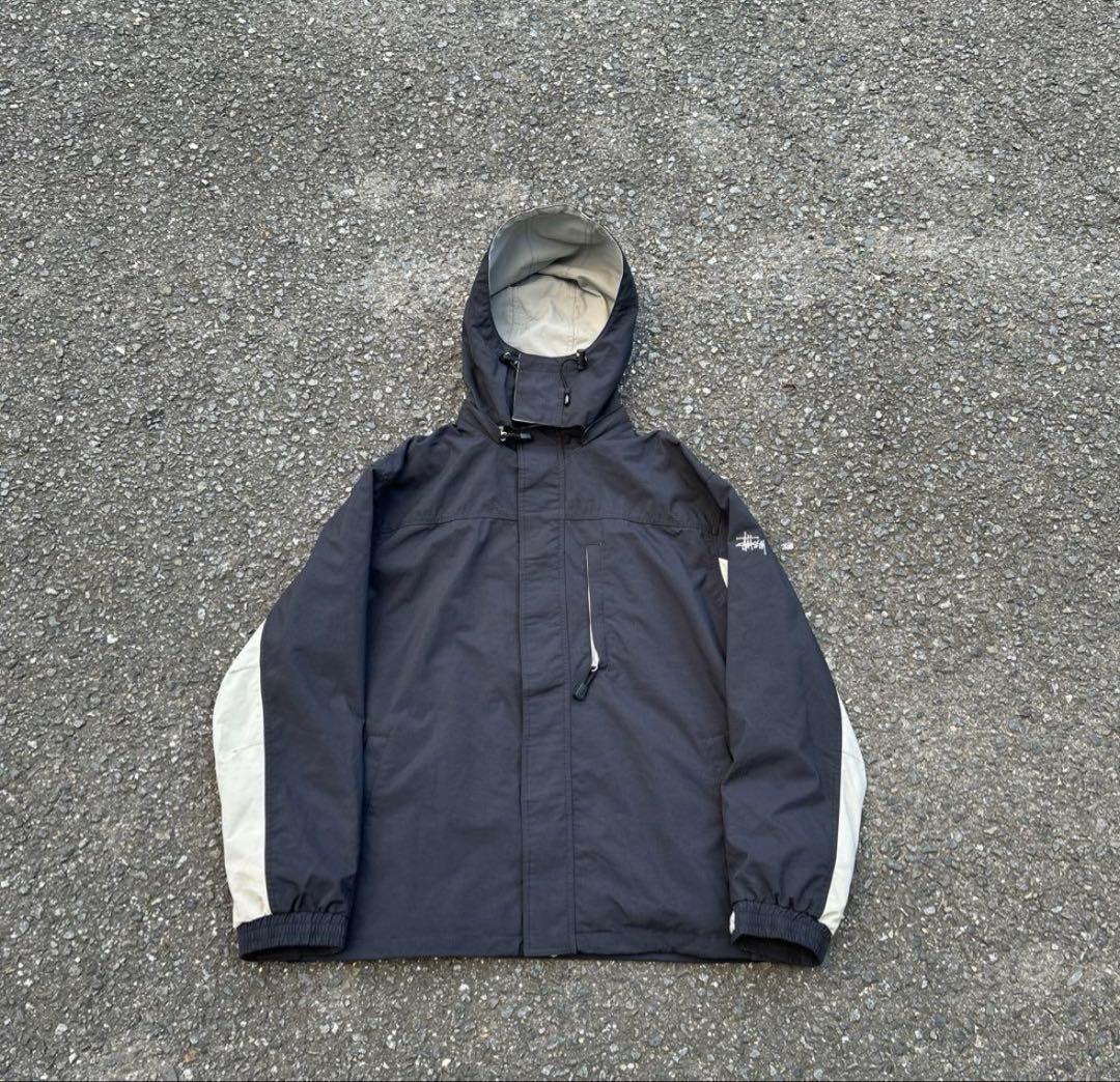 old stussy 90sマウンテンパーカー　スノーウェア　ネイビー　ギミック