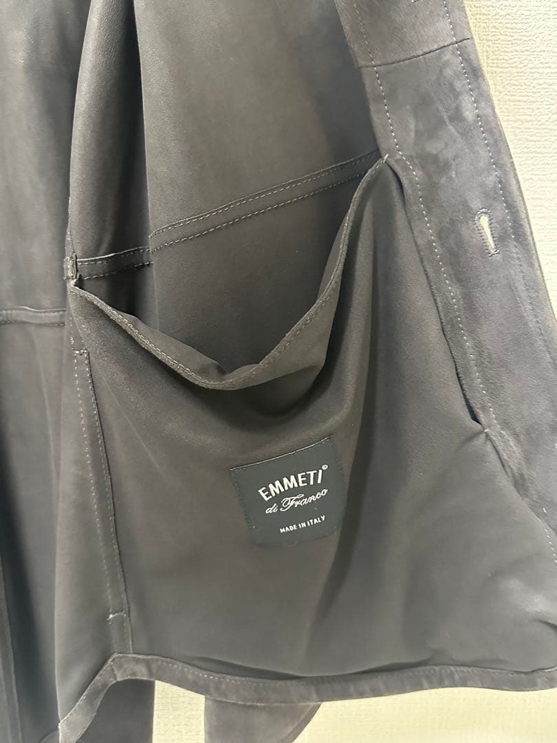 EMMETI スエード シャツ ブルゾン 48サイズ チャコールグレー