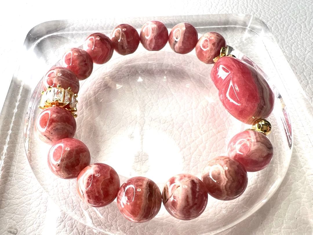 ハート型インカローズ♡インカローズブレスレット　バラ色の人生