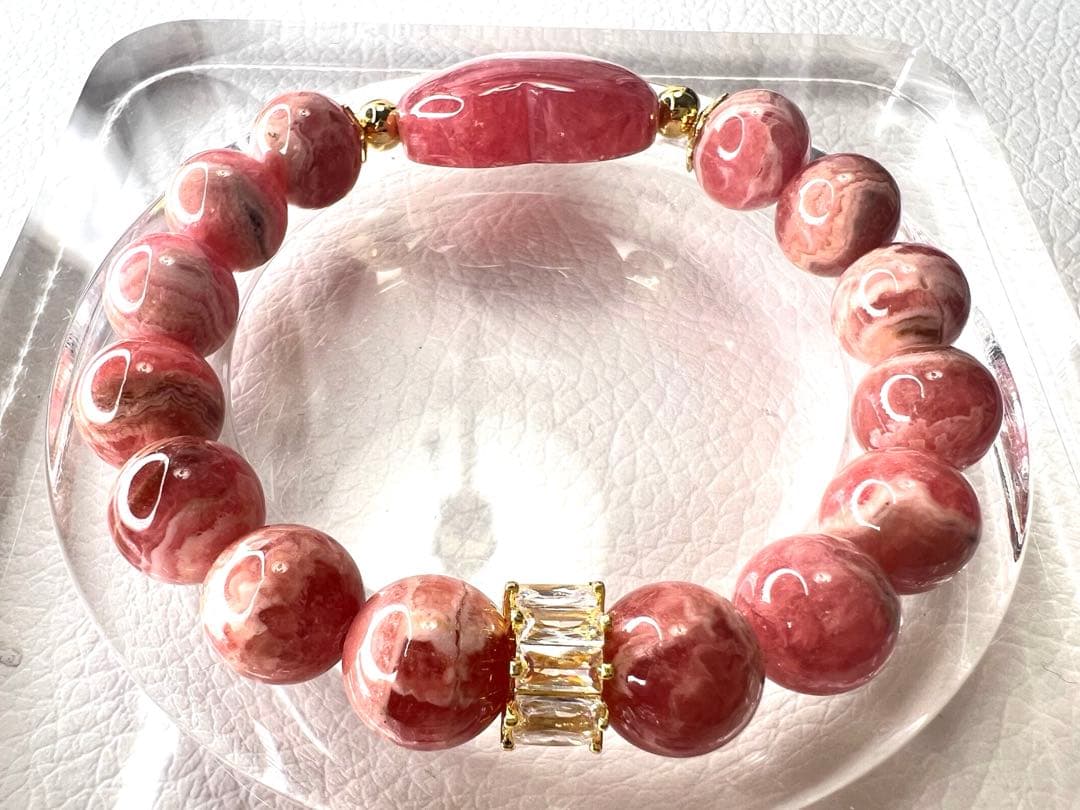 ハート型インカローズ♡インカローズブレスレット　バラ色の人生