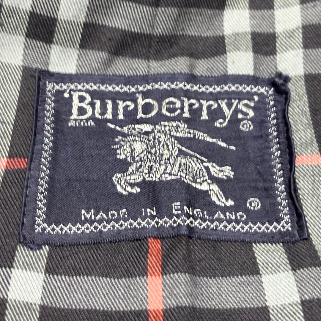 Burberry 英国製 ステンカラーコート ネイビー ノバチェック XL相当