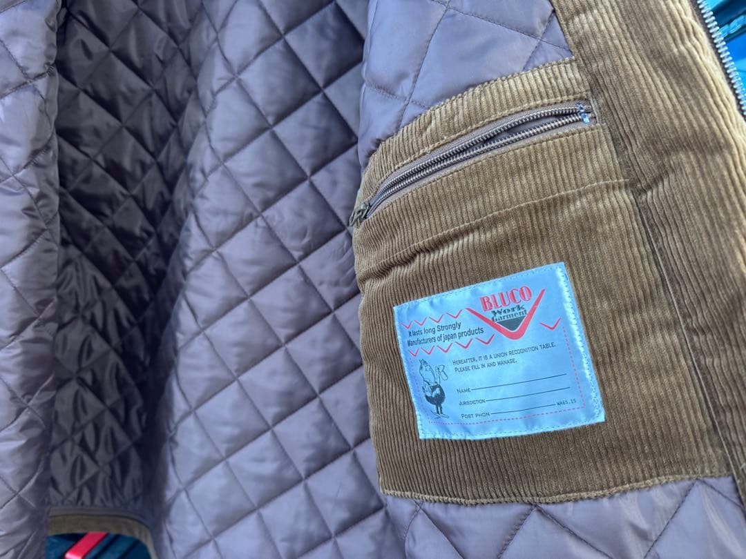 BLUCO ブルコ キルティングワークコート　コーデュロイジャケット　XXL