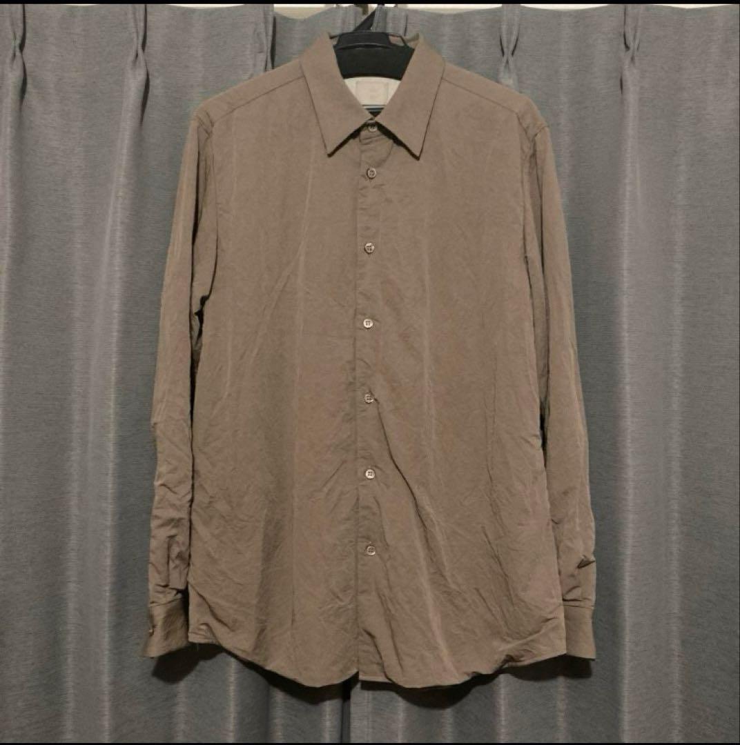 【山内】塩縮加工リネンシャツ　ベージュ　サイズ4