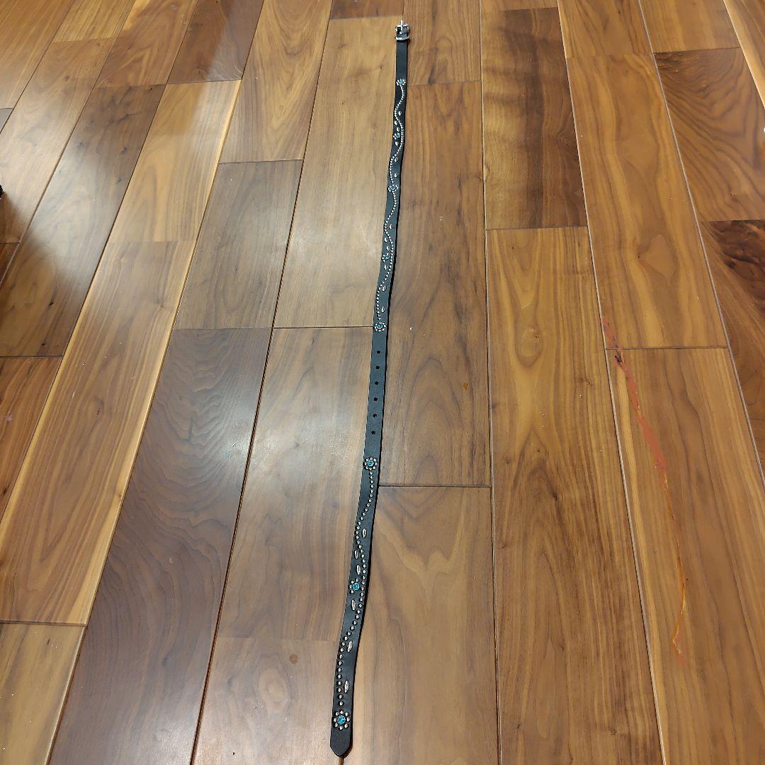 フルスタッズ本革レザーナローベルト！青水色アクアマリン