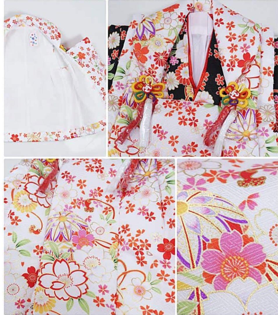 【再お値下中】【新品】祝着 三歳着物 ３歳 黒地 フルセット 高級化繊