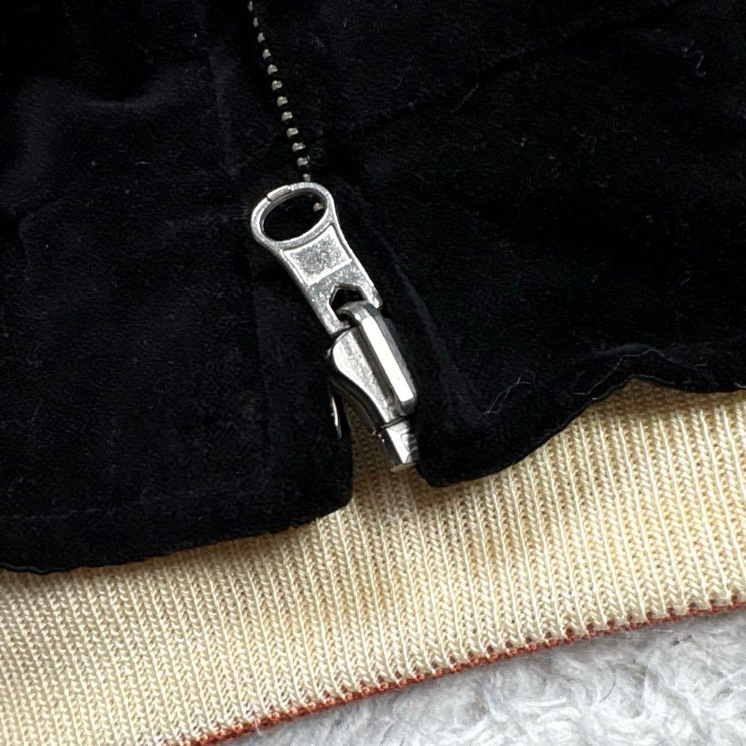 ✨美品・別珍✨ピークドイエロー　リバーシブル　スカジャン　サテン　ブラック　刺繍