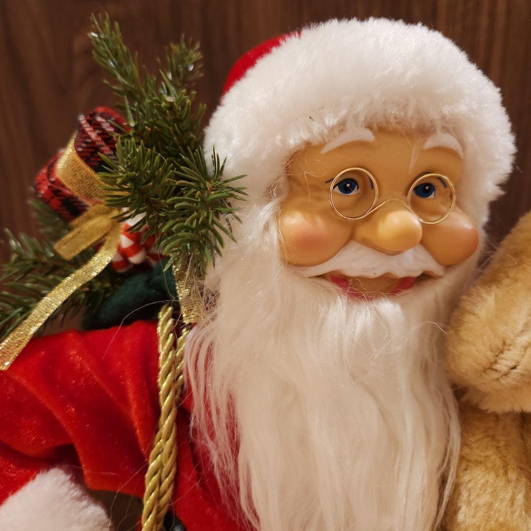 サンタクロース 置物 洋風人形 テディベア付き