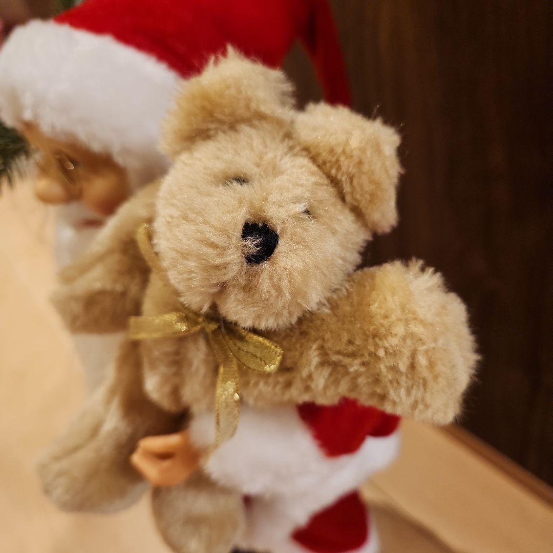 サンタクロース 置物 洋風人形 テディベア付き