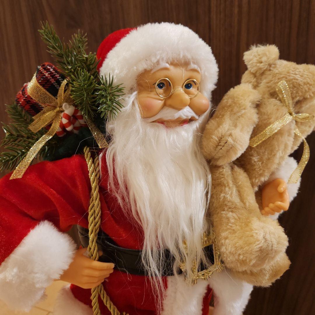 サンタクロース 置物 洋風人形 テディベア付き