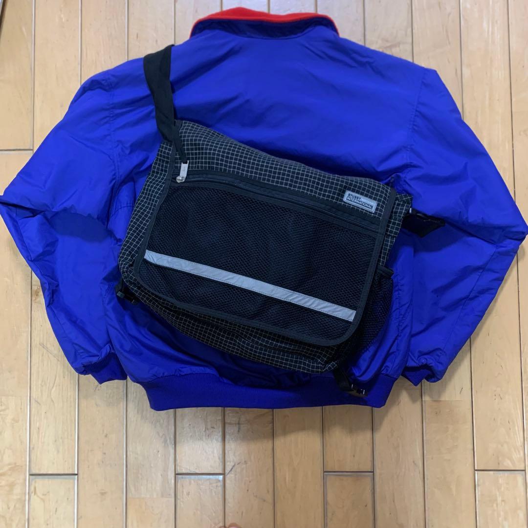 美品 90s OLD STUSSY メッセンジャーバッグ スペクトル柄 紺タグ