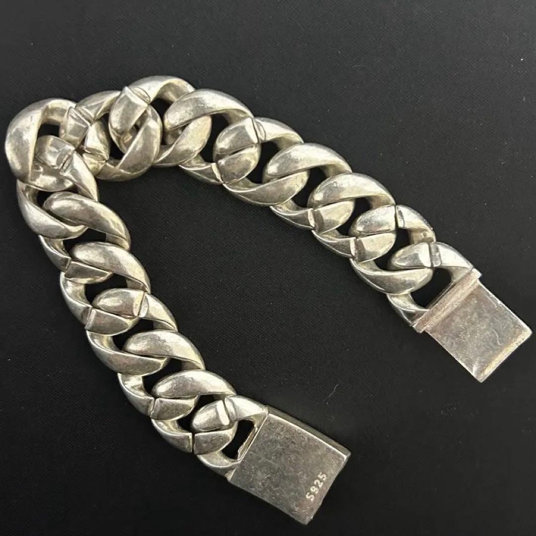 シルバー925刻印あり 極太 喜平チェーン ブレスレット ヴィンテージ