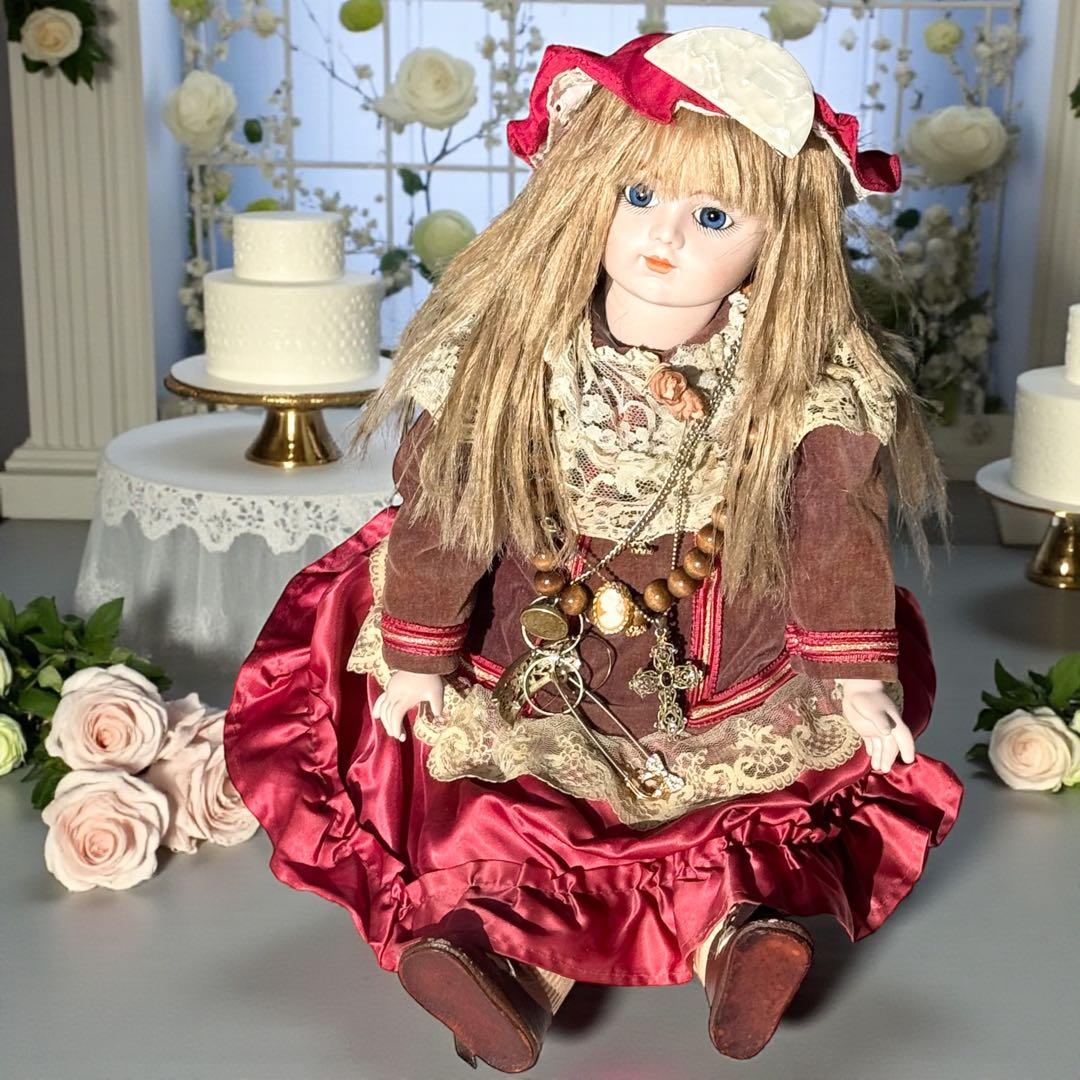 焼きみかん ビスクドール ブリュ ジュン ローズレッドドレス レッドボネ