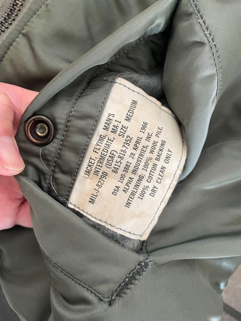 【美品】60s MA-1 アルファ 米軍実物 フライトジャケット 66年会計