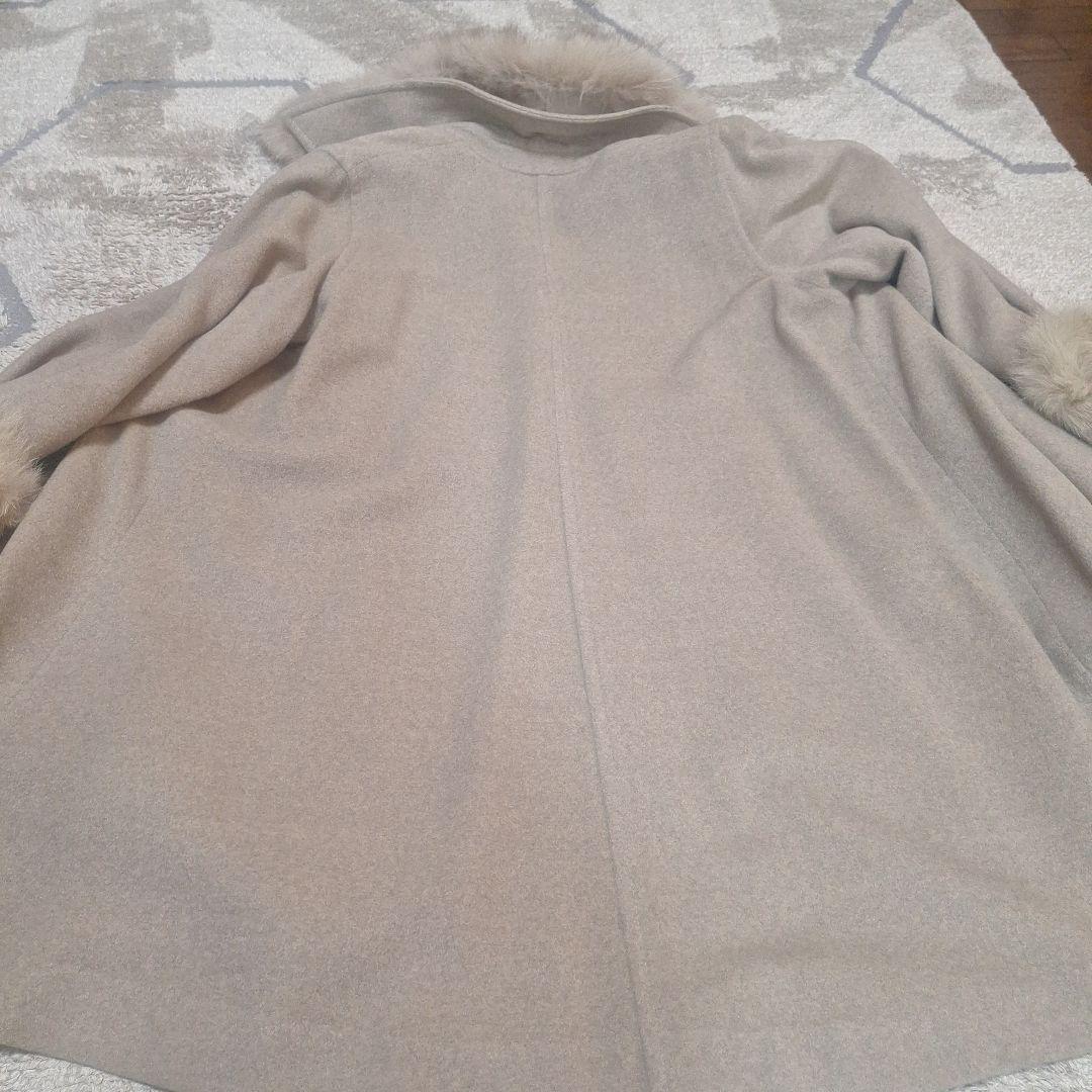 マックスマーラ グレーベージュ ファー襟 ロングコート