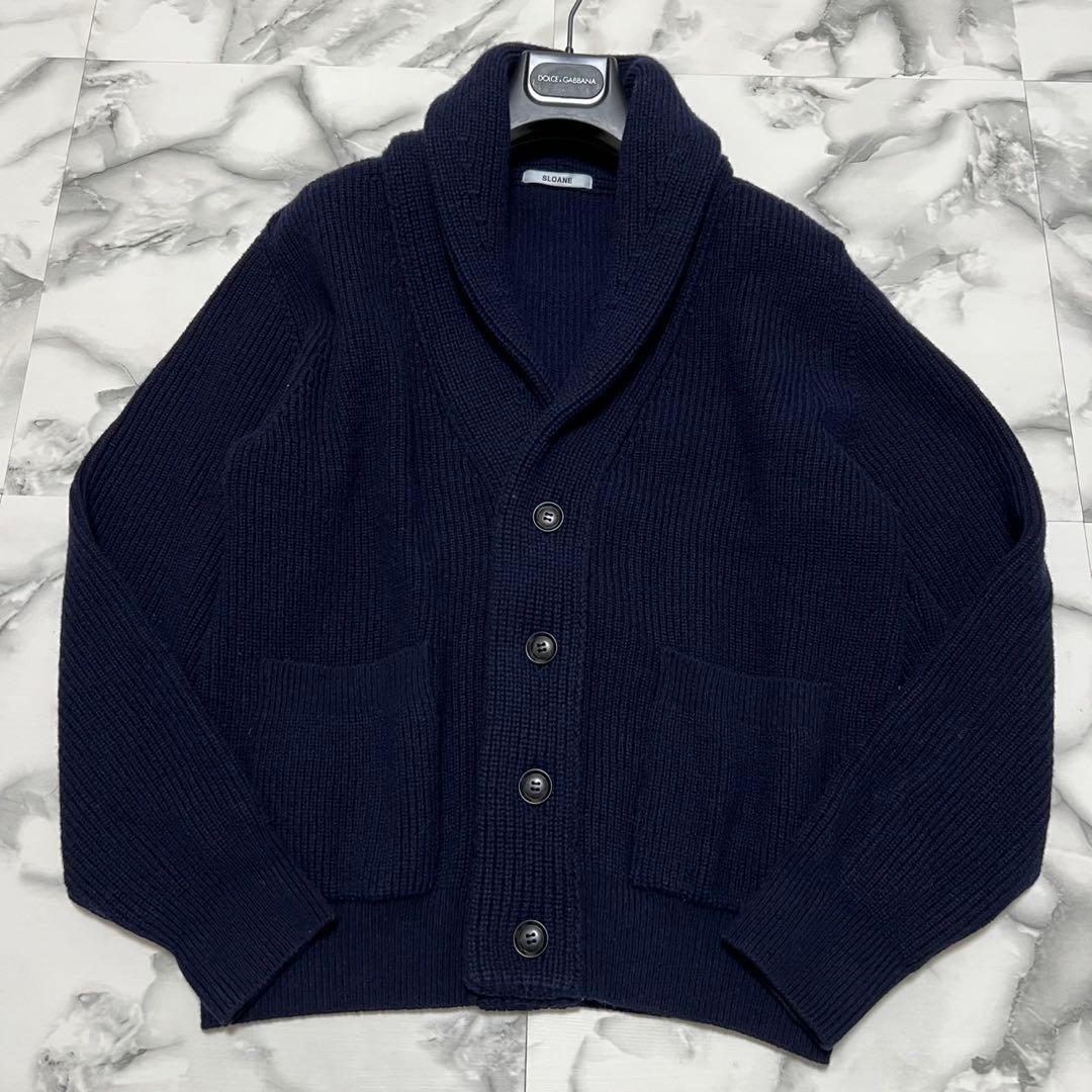 【美品】スローン　Beams別注ラムウールショールカラーカーディガン　XL