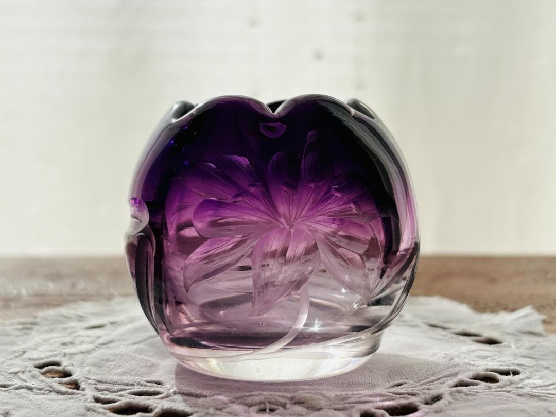 ✨最終出品✨★美品★　モーゼル　アメジストガラス　花瓶　置物　アンティーク