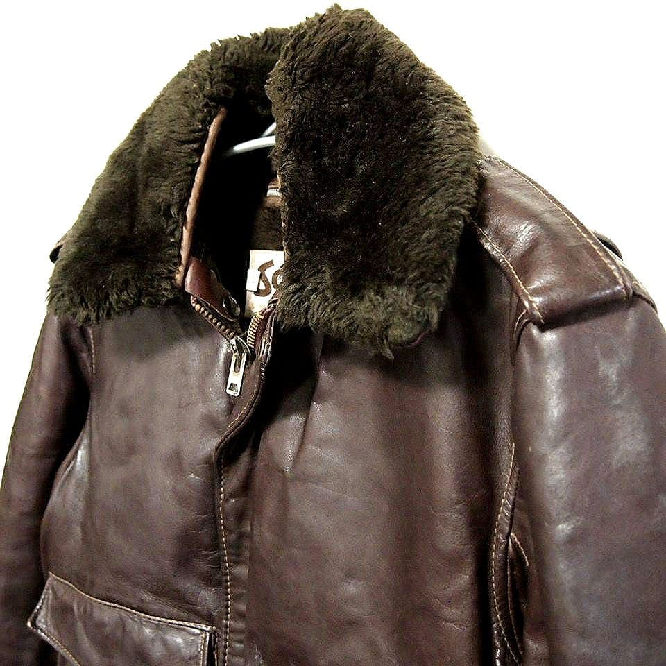 【70s80s美品】ショット　G-1　レザー フライトジャケット　ダークブラウン