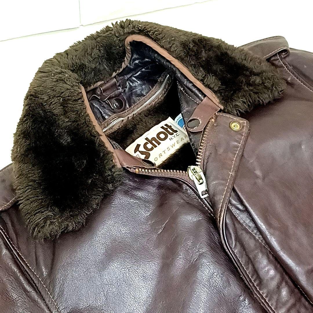 【70s80s美品】ショット　G-1　レザー フライトジャケット　ダークブラウン