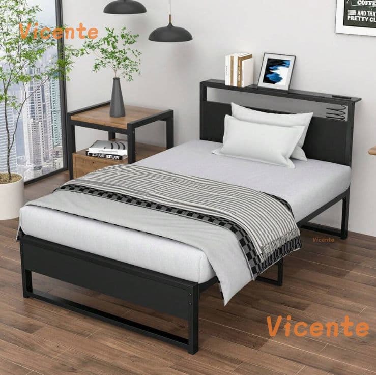 Vicente耐荷重200kgパイプベッドシングルベッド下収納組立簡単 送料無料