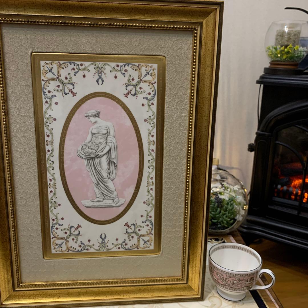 希少　元箱　ウェッジウッド フローラ(フロラ)　プラーク　額　陶板　壁掛け