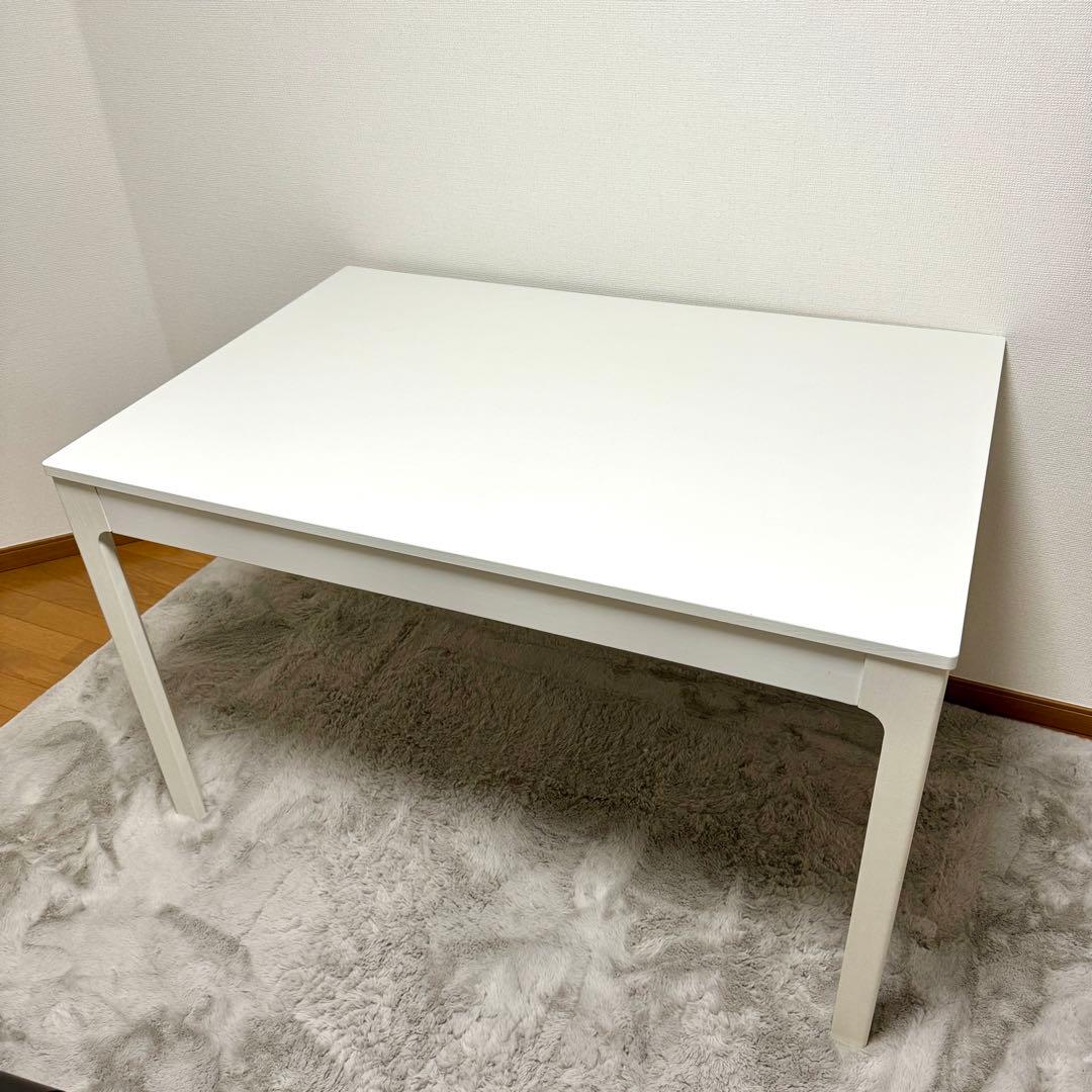 【れー】IKEA エーケダーレン ダイニングテーブル　ホワイト 伸長式