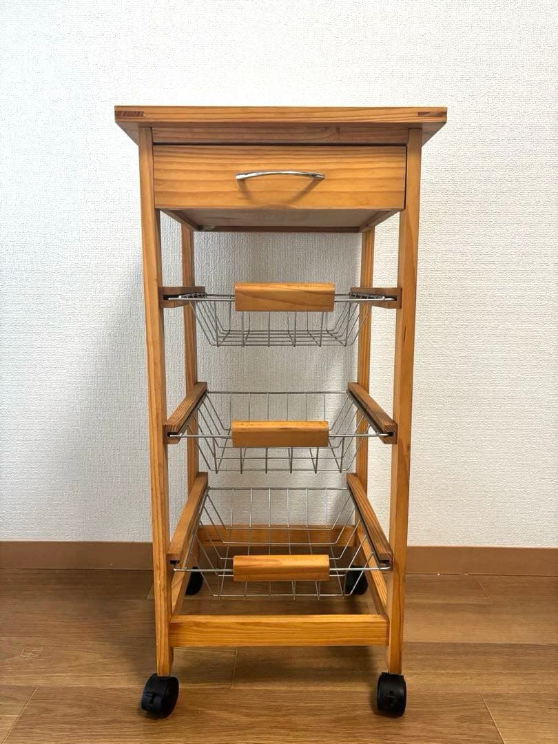 木製 キッチンワゴン キャスター付き レトロ 家具 北欧デザイン