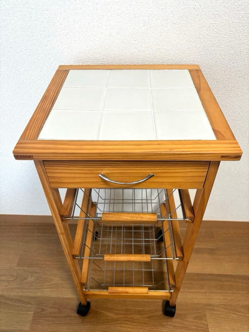 木製 キッチンワゴン キャスター付き レトロ 家具 北欧デザイン