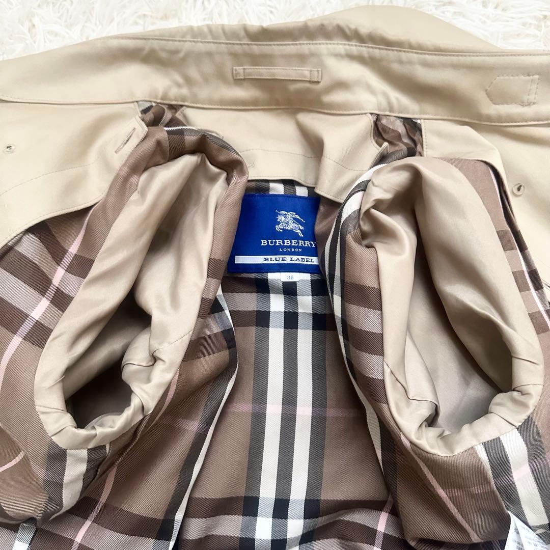 バーバリーブルーレーベル ライナー付 トレンチコート メガチェック ベージュ M