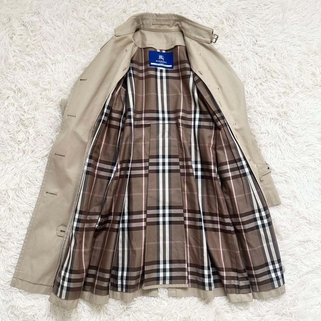 バーバリーブルーレーベル ライナー付 トレンチコート メガチェック ベージュ M