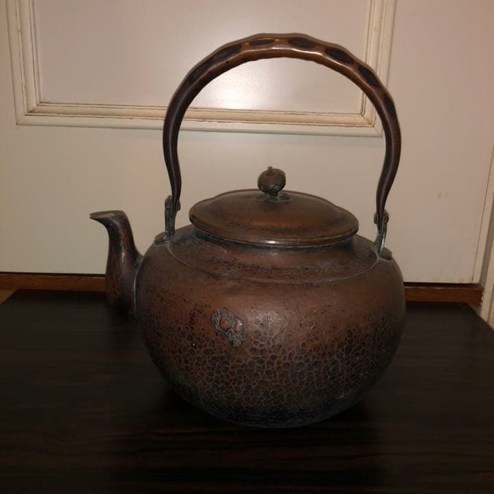 山川堂 造 鎚起銅製 蟹図 湯沸し 銅瓶 やかん 銅打ち出し 薬缶 水注鉄瓶