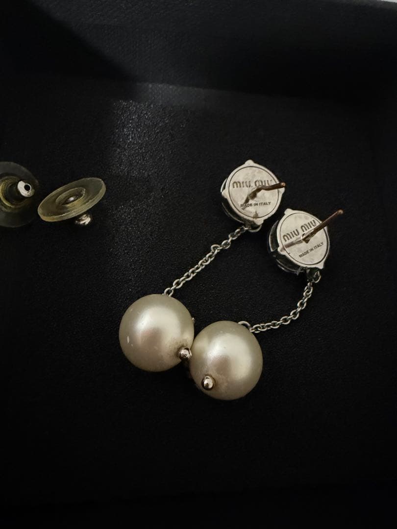 miumiu ソリテール ジュエル ピアス パール ロングチェーン