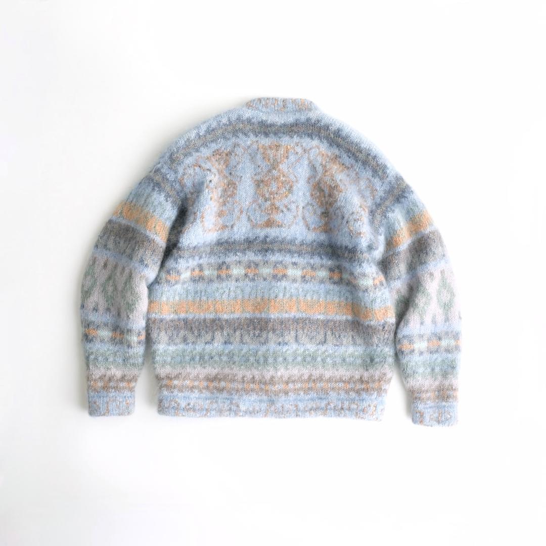 Siochain モヘヤニットカーディガン ライトブルー XL アイルランド製