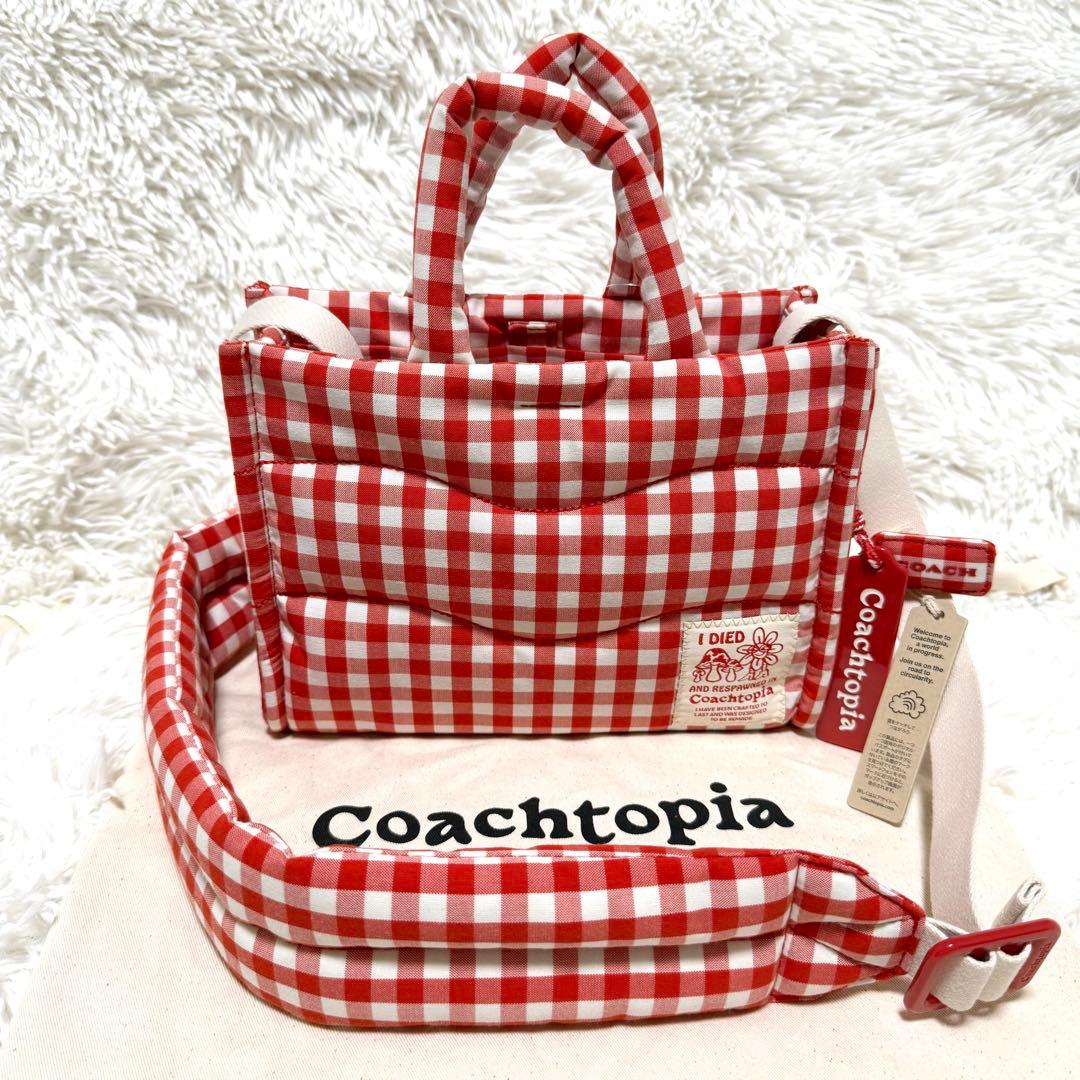 未使用 コーチトピア ギンガム チェック 2way ループ トートバッグ