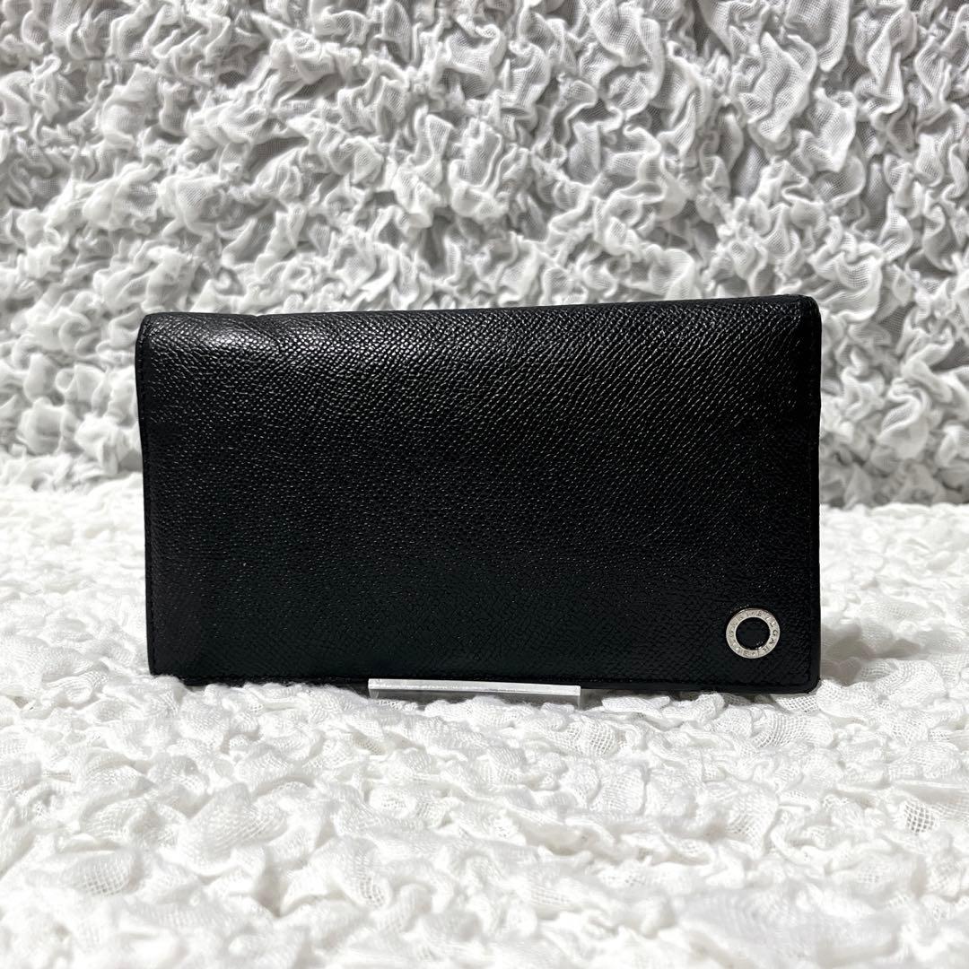 ブルガリ　長財布　レザー　本革　ブルガリマン　サークルロゴ　黒　バイカラー