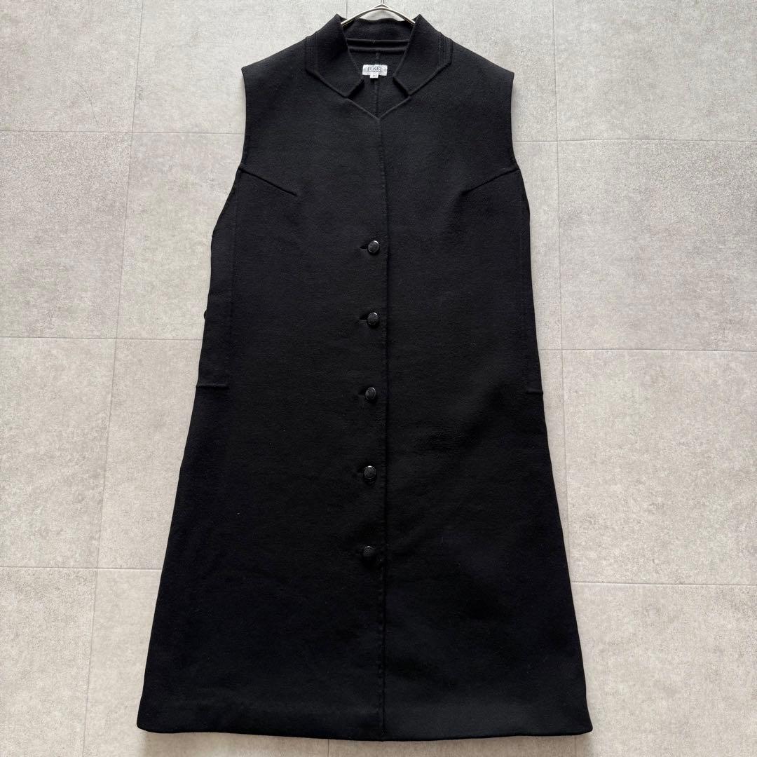 フォクシー　ロングコート　ジレ　アウター　カシミヤ100％　黒　　40