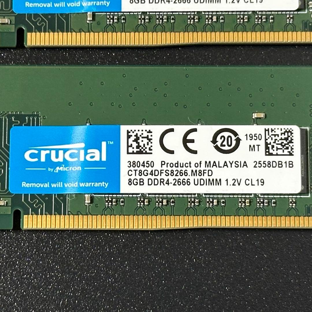 【動作保証】DDR4-2666 16GB(8×2) Crucial 136-1