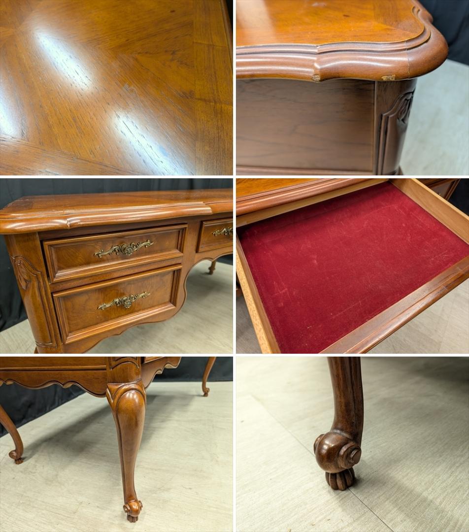 猫脚　書斎デスク　机　両袖　勉強机　作業台　デスク　エグゼクティブ　クラッシック