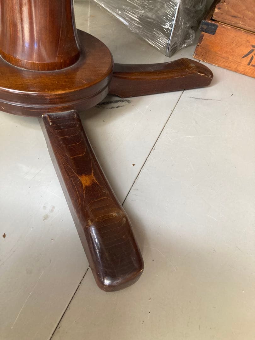 アンティーク　螺鈿ダイニングテーブル　正方形　一本脚　850×850