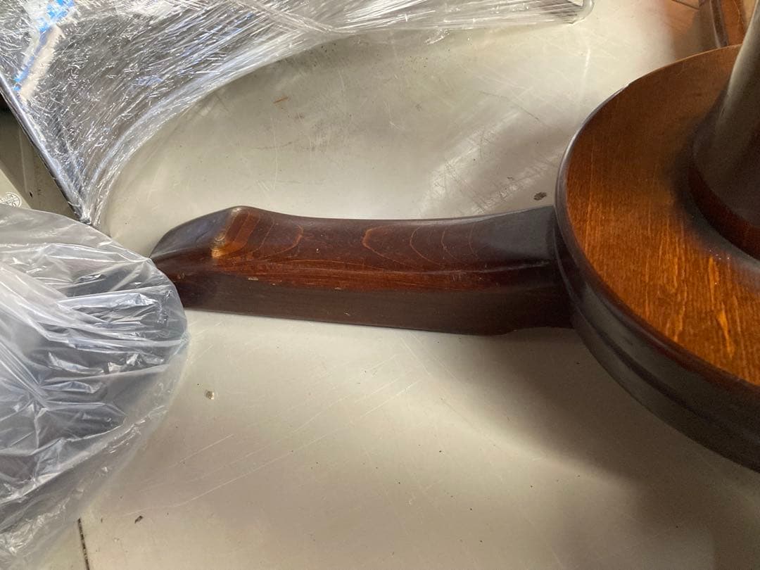 アンティーク　螺鈿ダイニングテーブル　正方形　一本脚　850×850