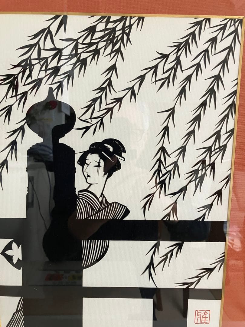 宮田　雅之作　今東光原作　「西鶴五人女」挿絵　笠森お仙　原画　切り絵