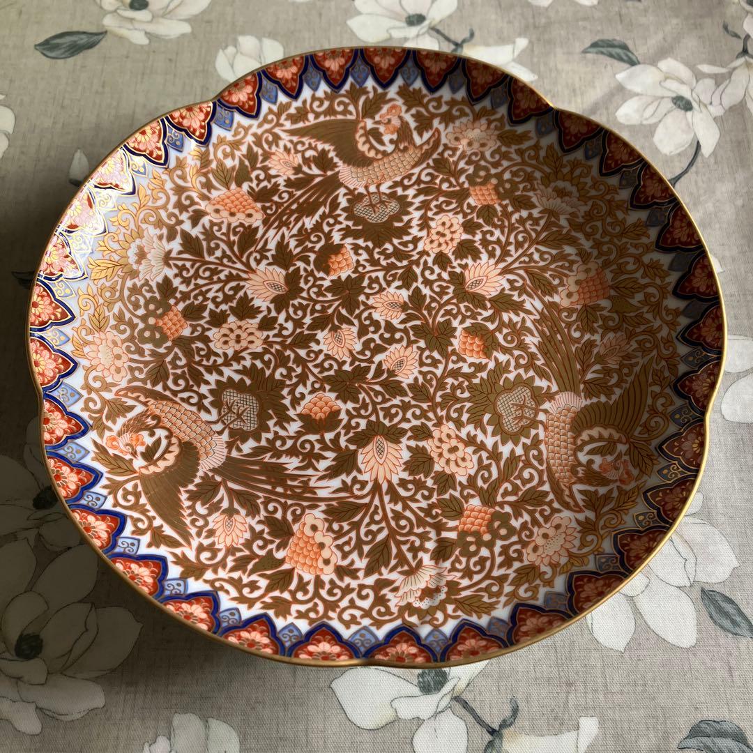 其泉 極錦金彩鳳凰文 三つ足 盛皿 菓子皿 美品 有田焼