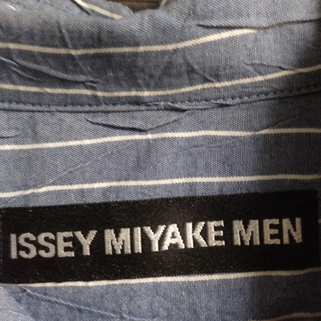 ISSEY MIYAKE MEN イッセイ長袖シャツ皺加工青白ストライプサイズ2