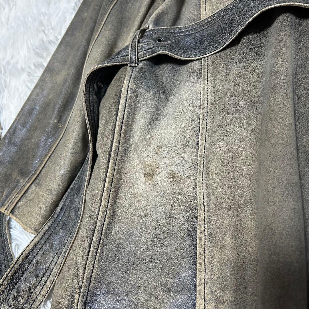 希少　バーバリーロンドン ラムレザーコート 40 ノバチェック ヴィンテージ加工