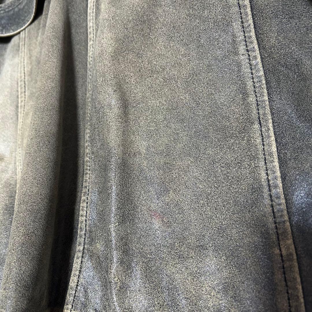 希少　バーバリーロンドン ラムレザーコート 40 ノバチェック ヴィンテージ加工