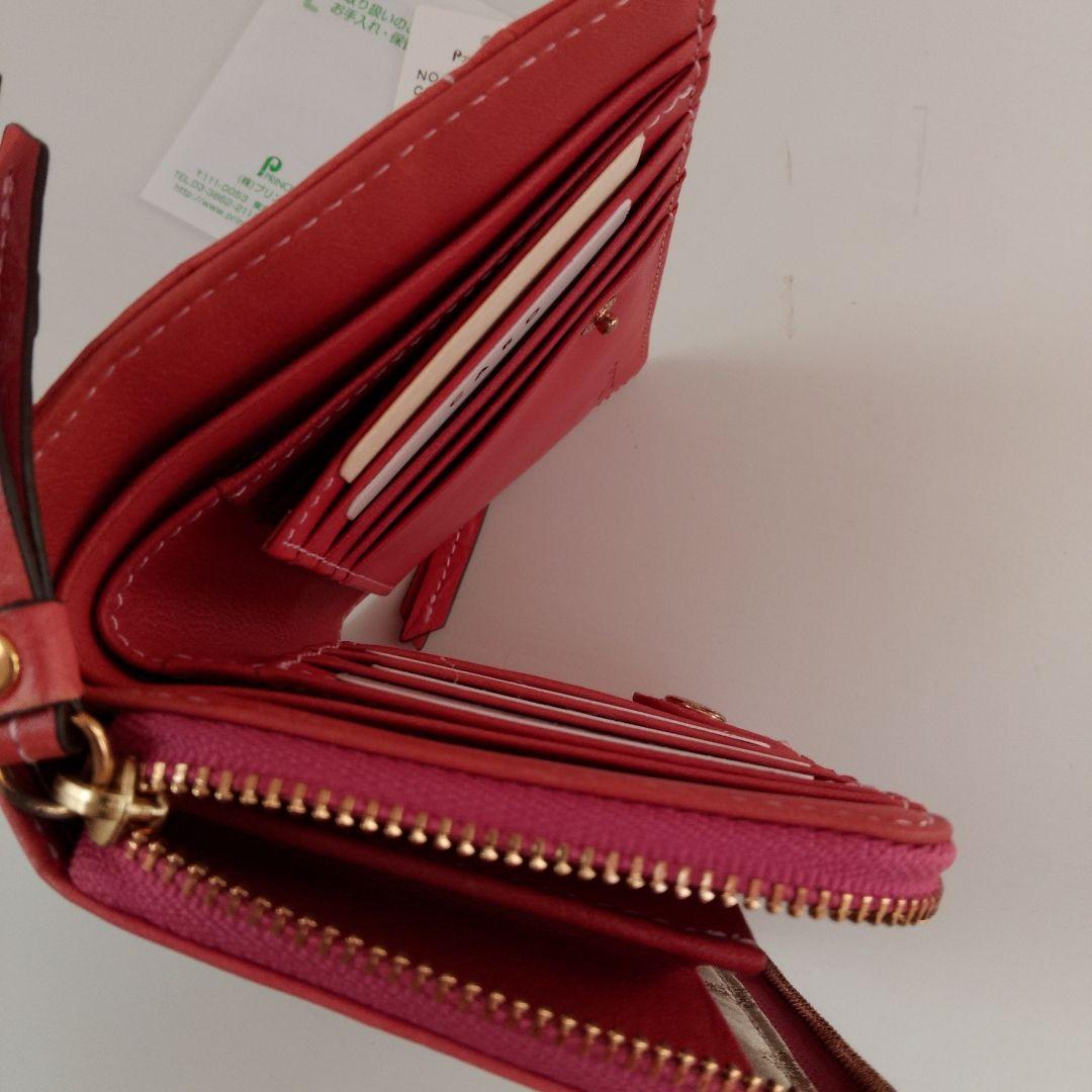 【美品】Dakota 財布 オレンジピンク二つ折り ミニウォレット レザー