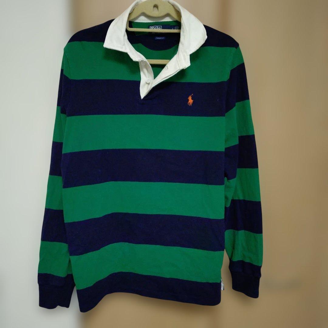 【美品レア】Polo Ralph Lauren ボーダー 長袖 ラガーシャツ　М