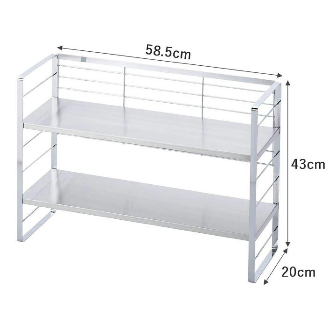 38019 ステンレス棚の出窓シェルフ 幅58 ＋棚板1枚増量　合計3枚