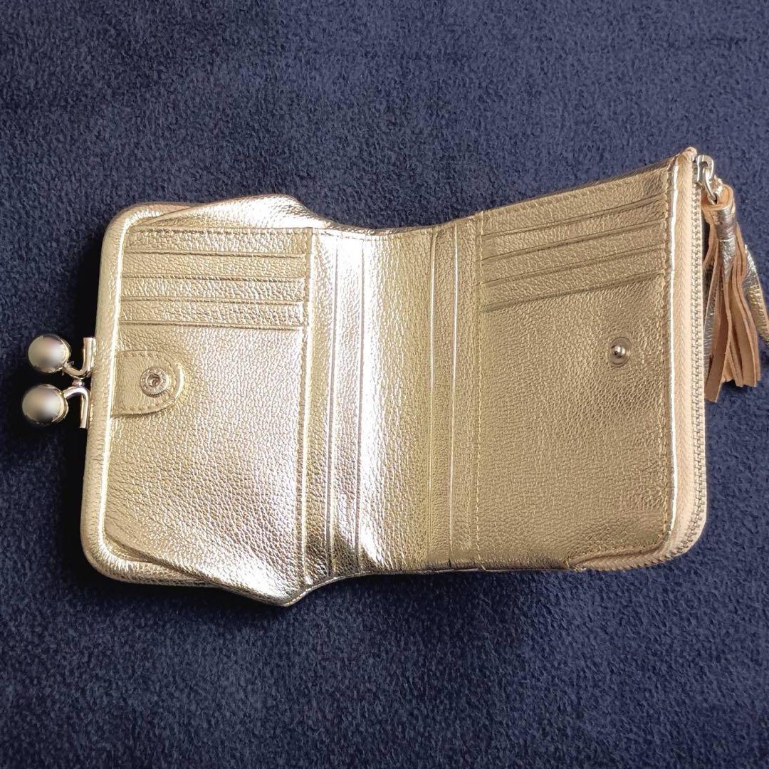 perche（ペルケ）マルチスタッズがま口二つ折りウォレット　ゴールド