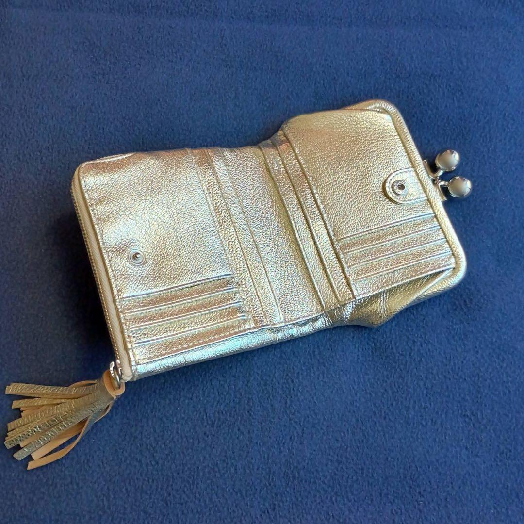 perche（ペルケ）マルチスタッズがま口二つ折りウォレット　ゴールド