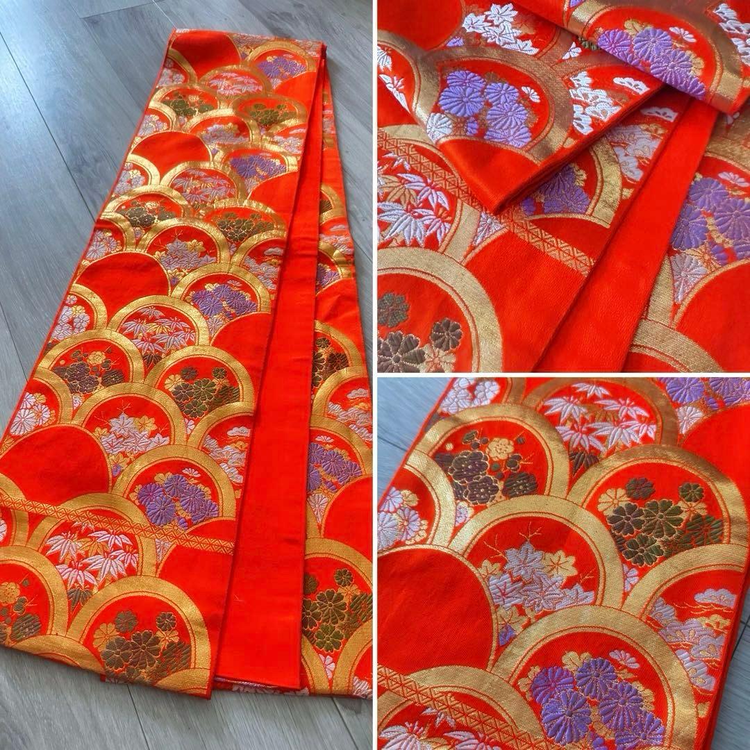 女の子 お祝い着 振袖 四季花模様 着物と帯のセット 七五三 レトロ 紫色